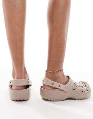 Crocs Classic floral cut-out clogs in taupe
