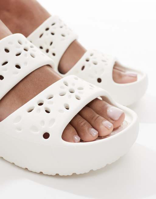 Crocs Classic floral cut-out sandals in chalk, 3 of 4