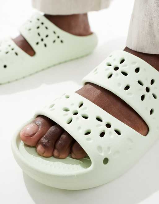 Crocs Classic floral cut out sandals in jade tint | ASOS
