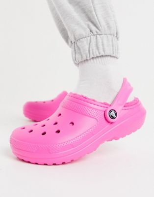 light pink fluffy crocs