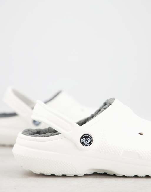 Lined white store crocs