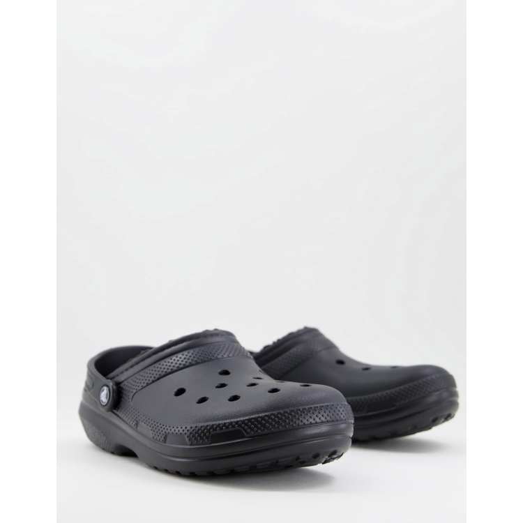 Crocs with fur on sale black