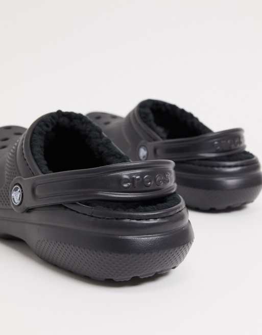 Black fluffy clearance crocs