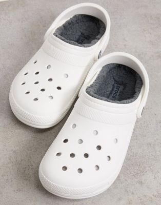 white crocs with the fur