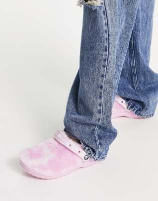 classic fur sure crocs pink