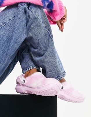 classic fur sure crocs pink