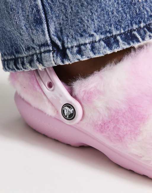 Crocs with cheap fur pink