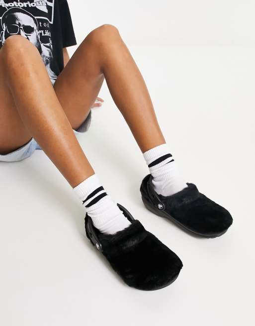 【クロックス】Crocs Classic Fur Sure Clog Black Multi 22-28 Crocs Classic FUR SURE Clogs Women 8 / Men 6 Black Multi | eBay