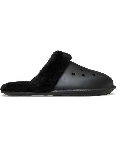 Crocs Classic fuzz scuff in black - view 1