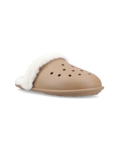 Crocs Classic fuzz scuff in light brown - view 1