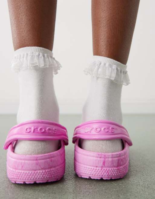 Crocs - Classic - Gemarmerde klompen in roze, 4 van 4