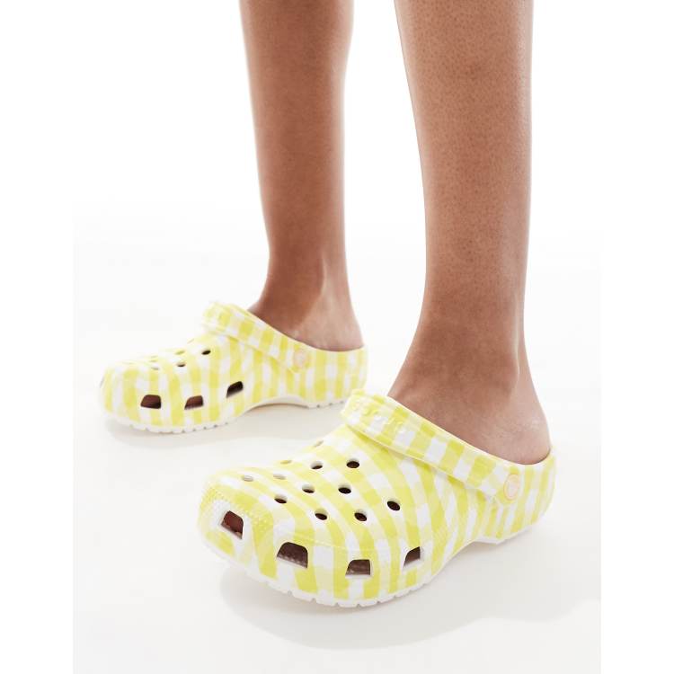 Crocs Classic gingham clogs in yellow check