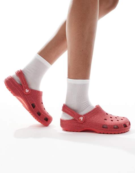 Crocs Classic glitter clog in red - view 1