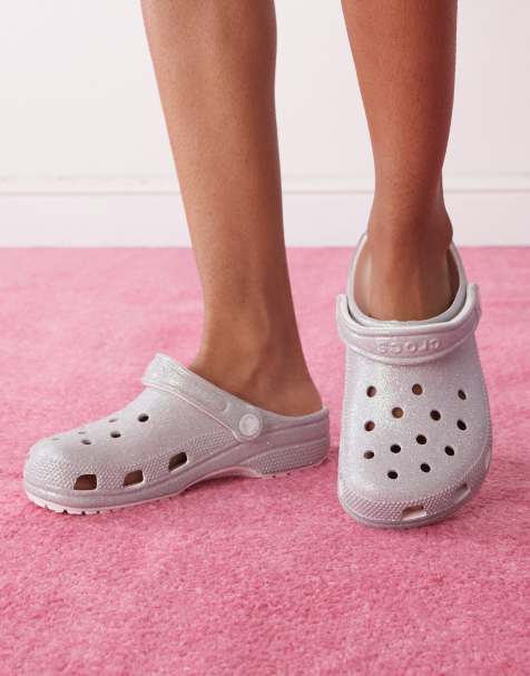 Crocs Classic glitter clog in white - view 1