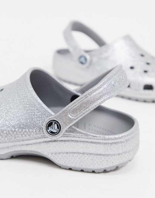 Womens silver shop glitter crocs