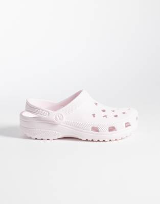 Crocs Classic Hearts Cut Out Clogs In Pink