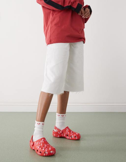 Crocs - Classic - Instappers in kersenrood met hartjes, 4 van 4