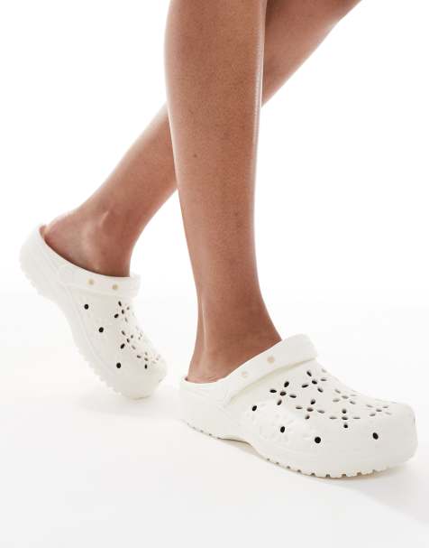 Crocs - Classic - Klompen met uitgesneden bloemen in krijtwit - view 1