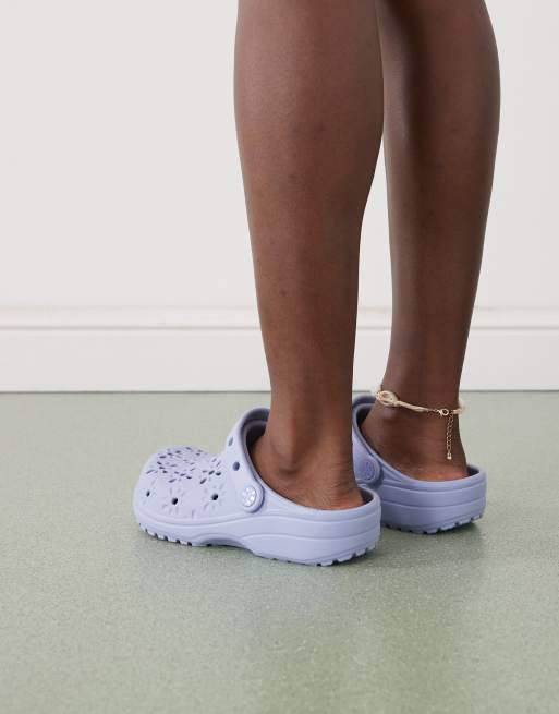 Crocs - Classic - Klompen met uitsnijding en bloemenprint in blauw, 4 van 4