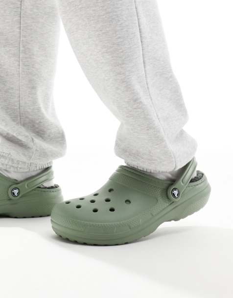 Crocs Classic lined clog in moss - view 1