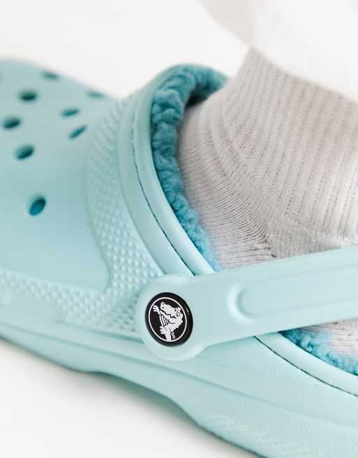 Ice blue fuzzy on sale crocs