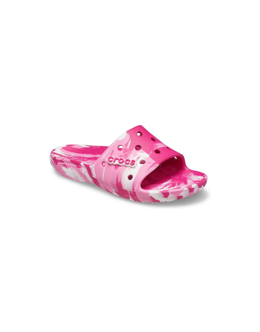 Crocs classic marble slides in pink