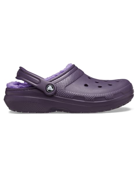 Crocs – Classic – Mörklila, fleecefodrade tofflor - view 1