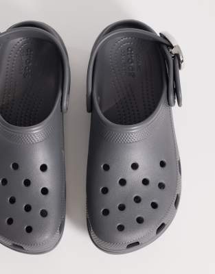 Crocs Classic Platform Buckle Clogs In Gray