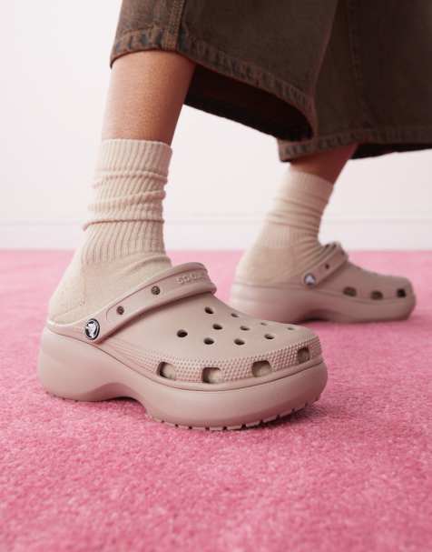 Crocs Classic platform clog in taupe - view 1