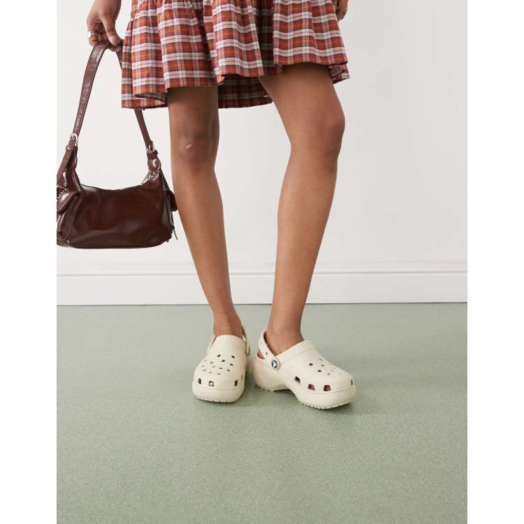 Crocs classic platform clogs in bone ASOS