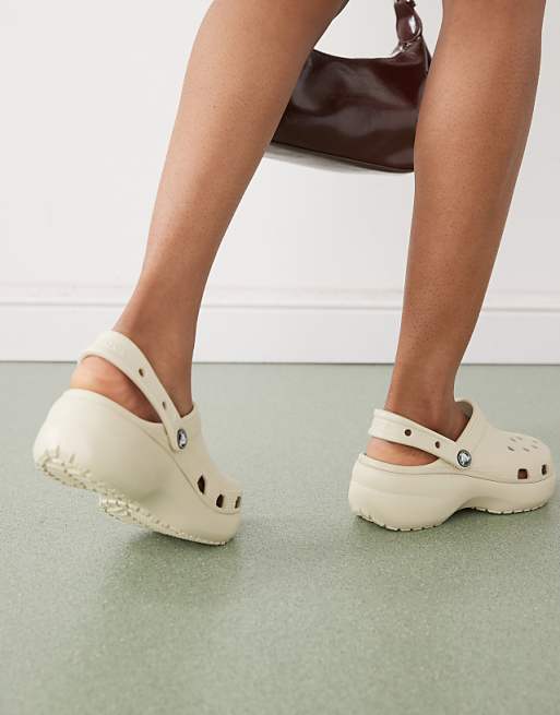 Crocs classic platform clogs in bone | ASOS Crocs classic platform clogs in bone | ASOS