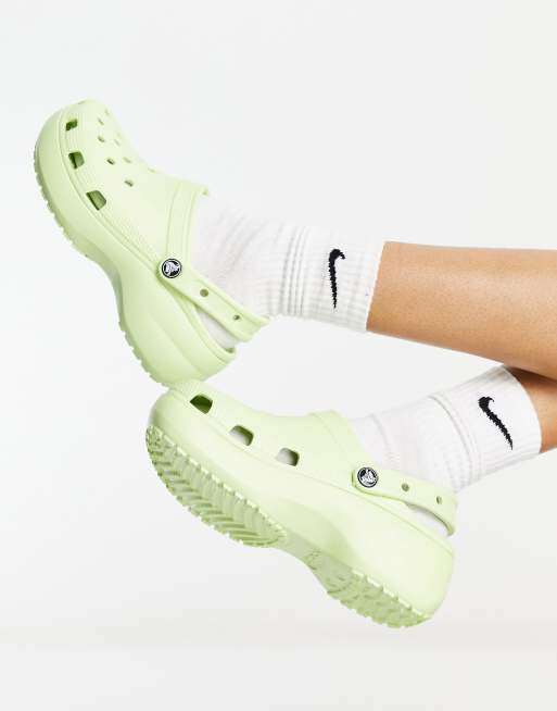 Crocs classic platform clogs in celery