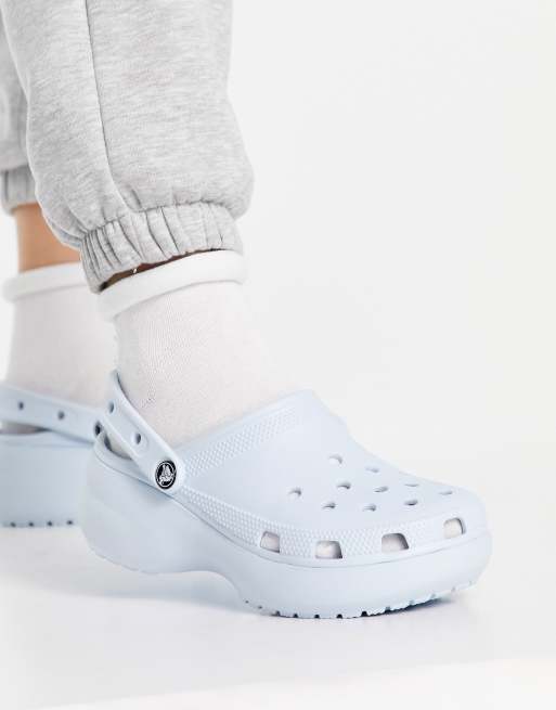 Crocs classic platform clogs in mineral blue