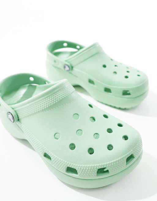 Crocs classic platform clogs in pastel green