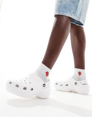 crocs white platform clogs