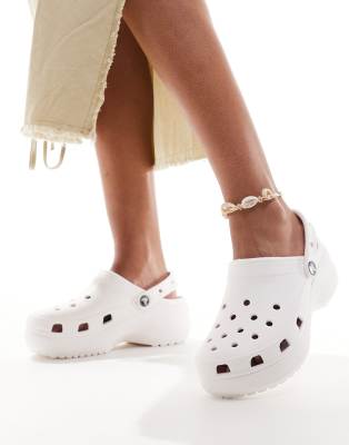 Crocs Classic Waterproof Rubber Clogs In White