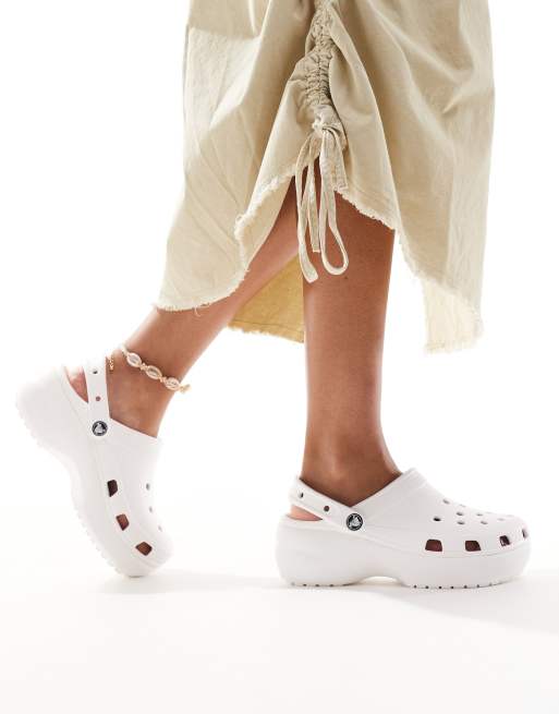 Crocs Classic Platform Clogs In White