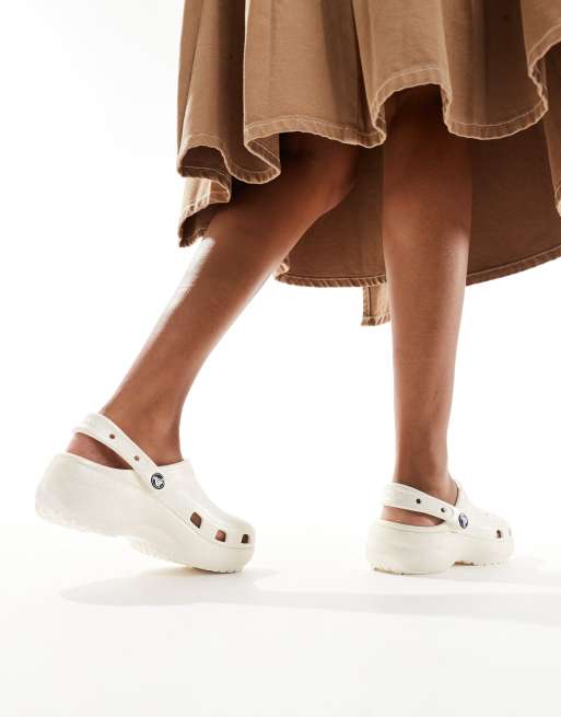 Crocs Classic platform glitter clog in white ASOS