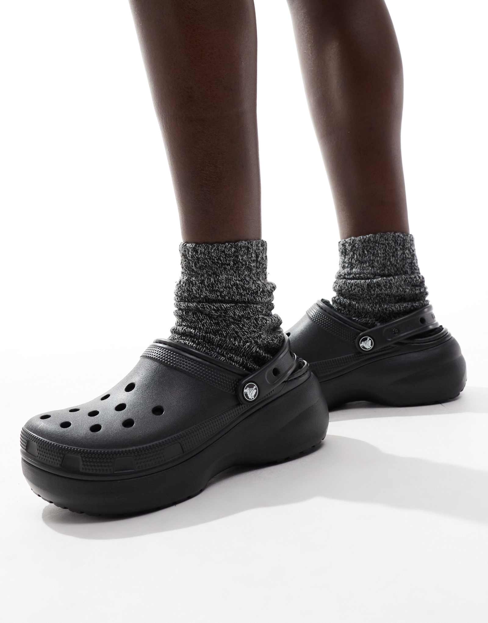 Классические черные сабо Crocs на подкладке на платформе 