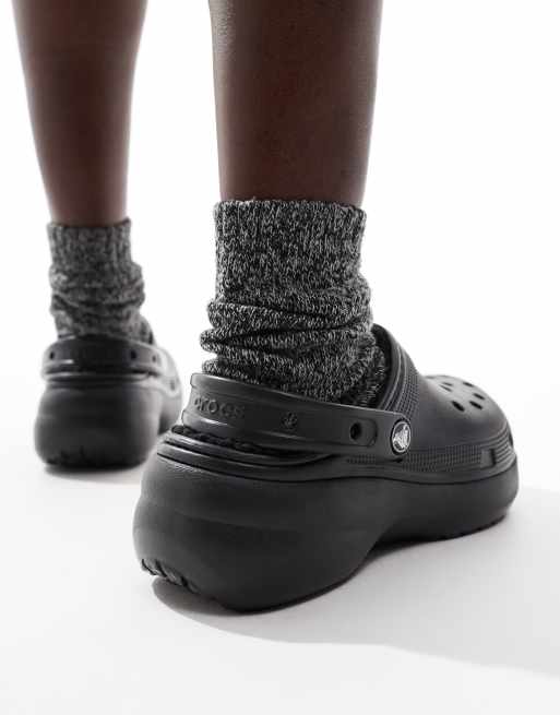 Crocs classic platform lined clogs in black , 3 of 4