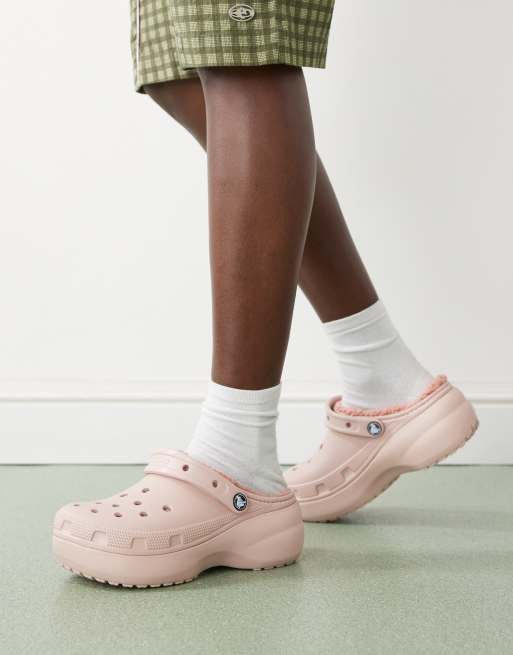 Crocs classic platform lined clogs in pink clay, 2 of 4