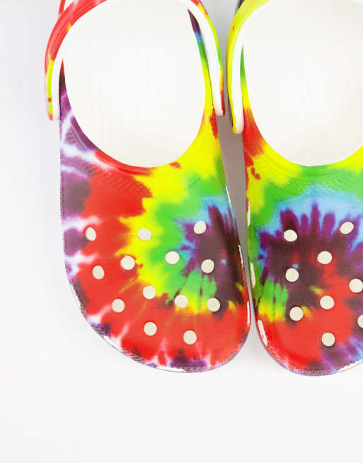 Bright tie dye online crocs