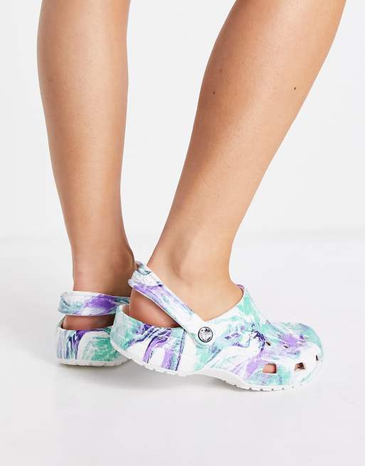 Blue and white tie dye crocs new arrivals