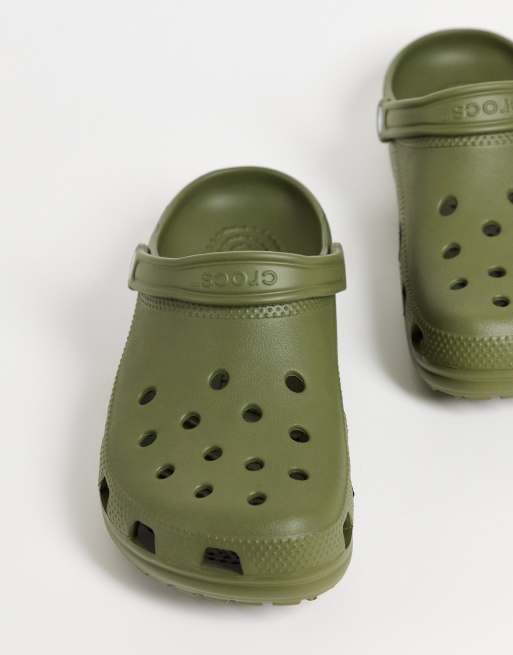 Khaki green crocs hot sale