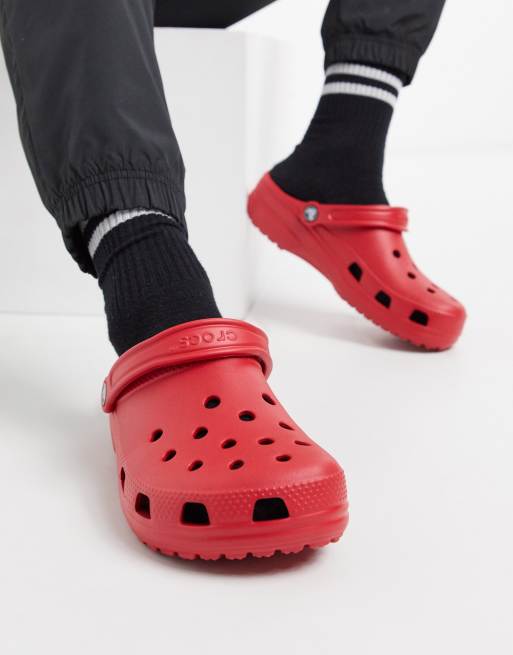 Red crocs on sale on feet