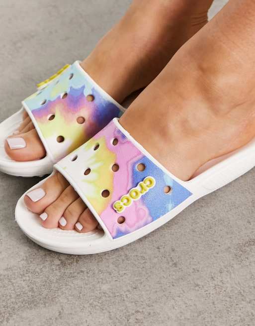 Croc slides store tie dye