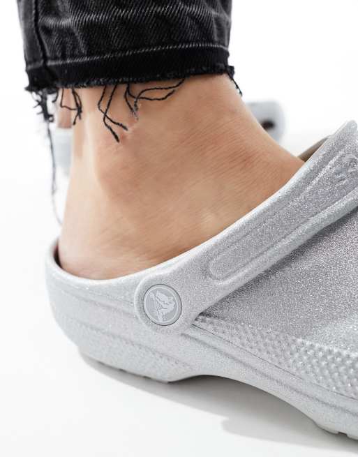 Crocs Classic – Srebrne brokatowe chodaki, 3 z 4