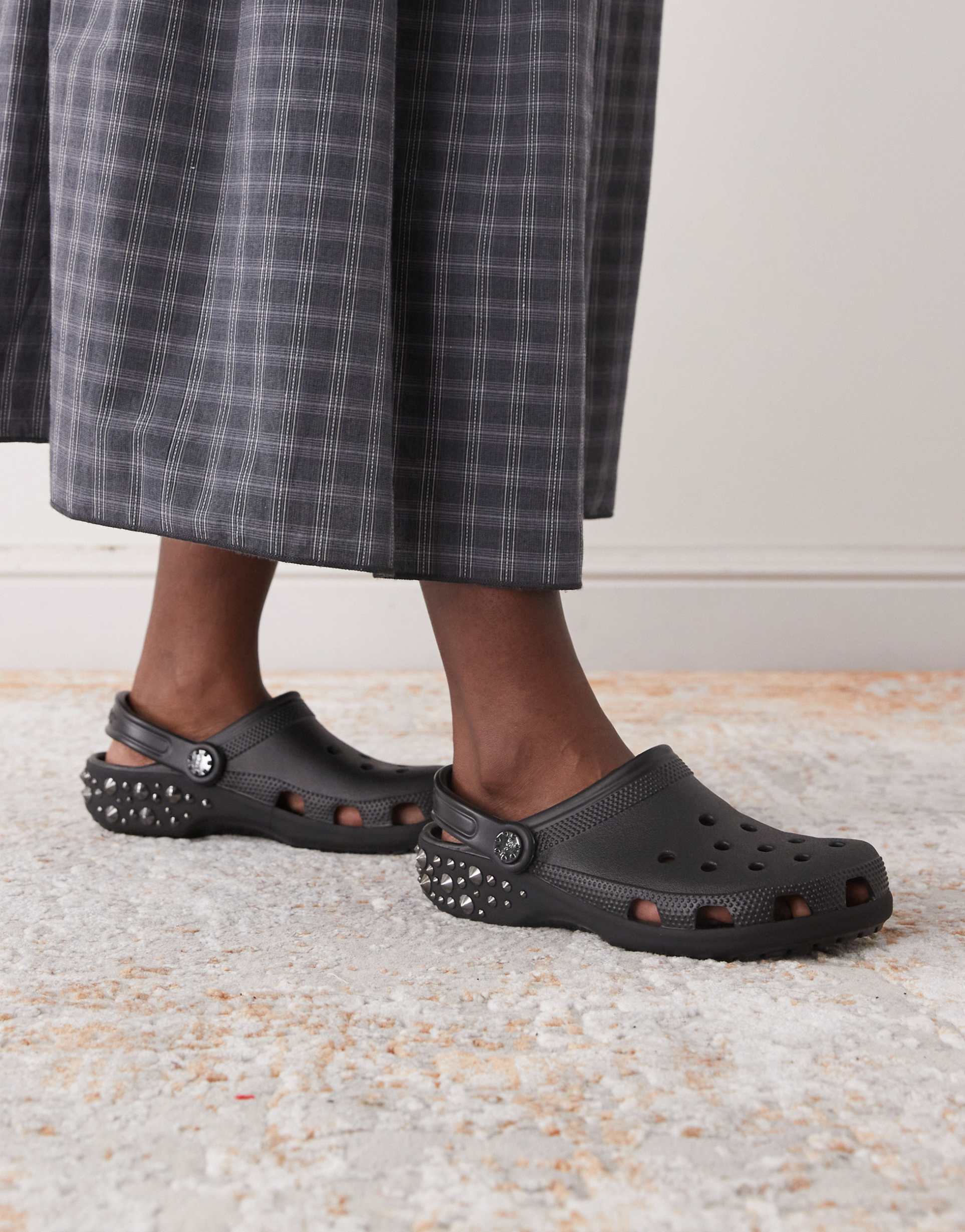 crocs classic studded clogs in black