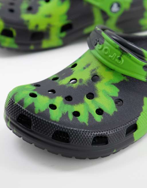 Black tie dye clearance crocs