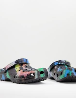 Crocs Classic Swirl Tie Dye Clogs In Multi Black In Multi